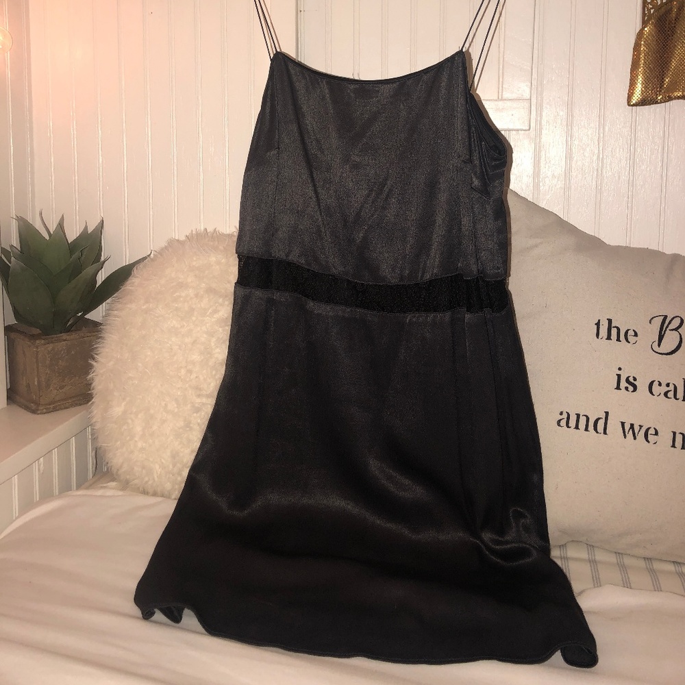 NEW ZARA black mini dress with lace detailing